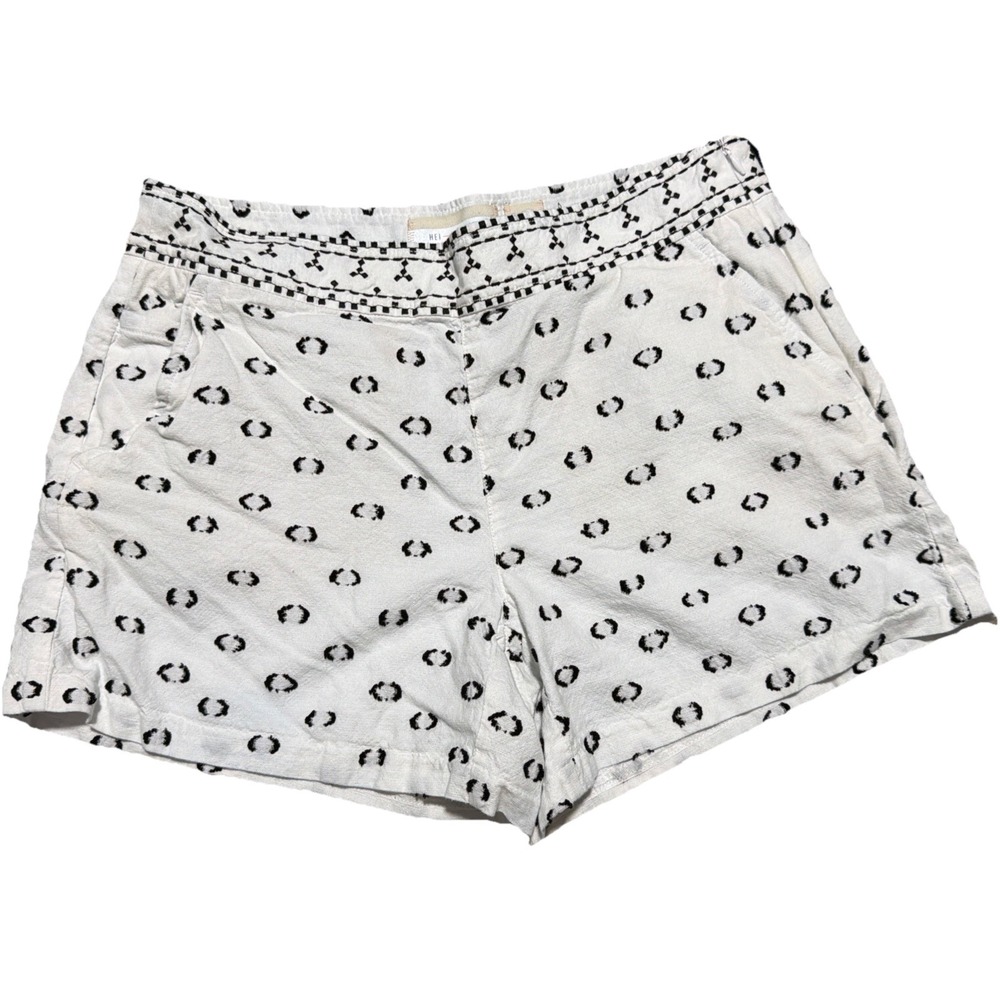 Anthropologie Hei Hei Lexie Black White Embroidered Shorts Size 8 Side Zip